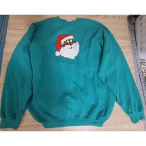 Men's Green With Black Santa Claus Christmas Sweater Size 2XL Pre-owned Holiday